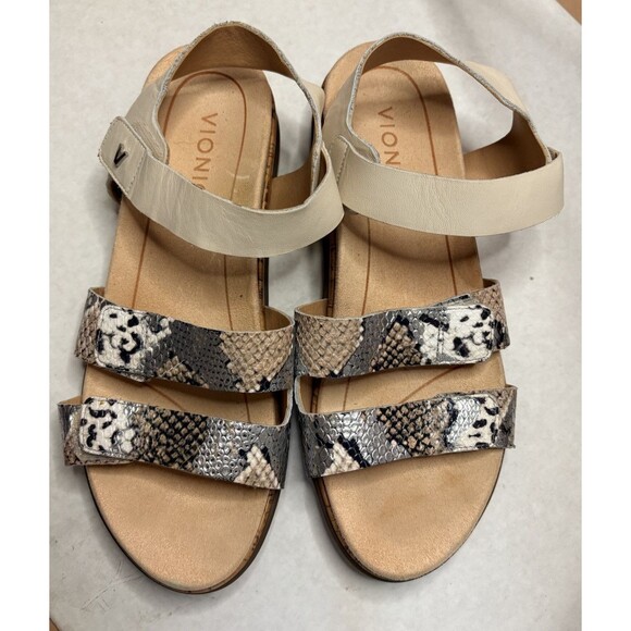 VIONIC WOMEN'S LEATHER SNAKE SKIN SANDALS US SZ 7 EU 38 - Picture 1 of 13